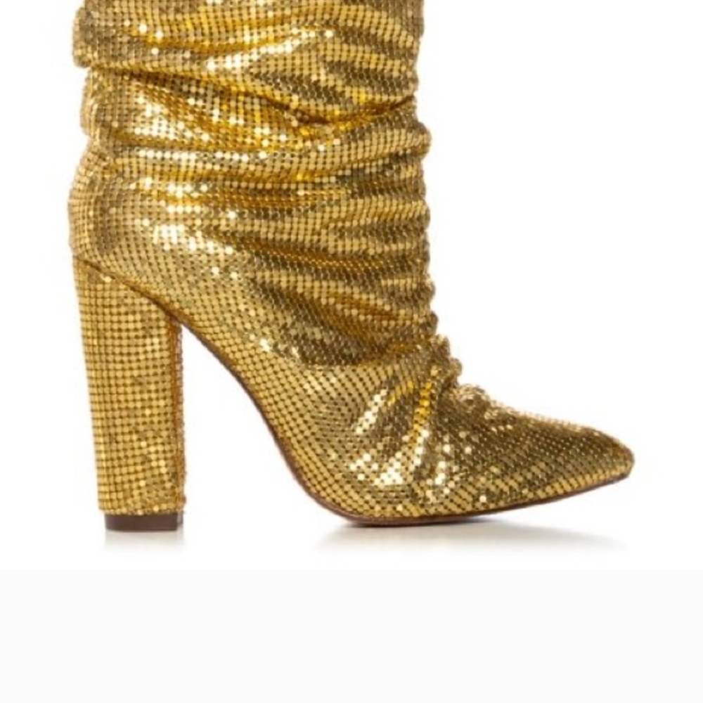 Liliana Gold Sequin Heeled Boots